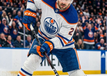 Among the Oilers’ Norris Trophy favorites early on is Evan Bouchard